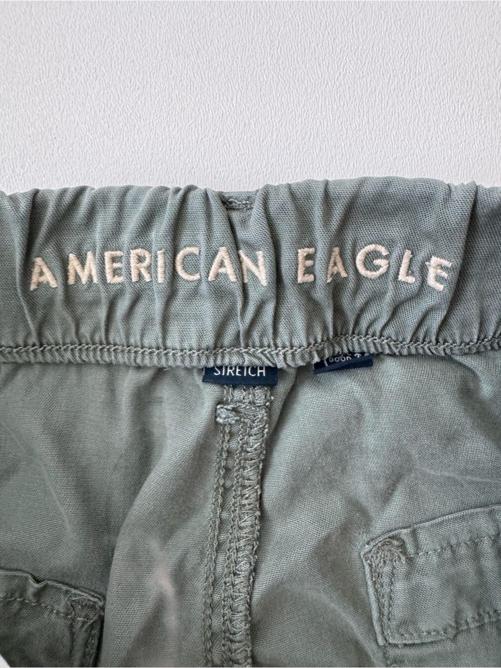 American Eagle Cargo Pants Size 6 Sage Green Wide Leg Y2K Stretch Utility - Picture 9 of 9